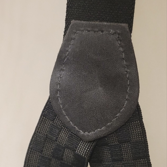 Vintage Pelican USA Black Adjustable Elastic Gold Clip on Checkered Suspenders - Picture 6 of 14